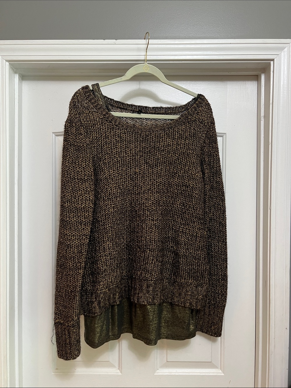 Eileen Fisher Metallic Gold Sheen Tank Top and Matching Sweater